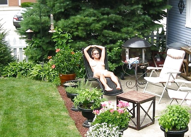 8P Sunbathing in the garden of my house