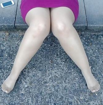 13P Wife in the garden showing off her pantyhose