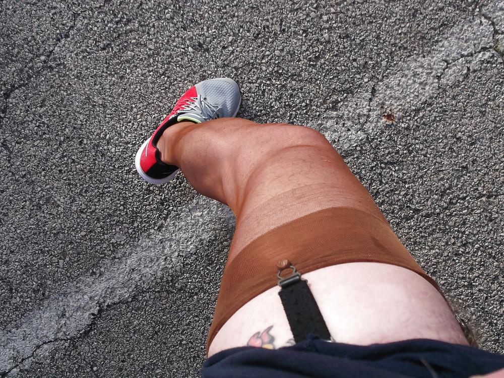11P Stockings and garter belt under my 5K  running gear