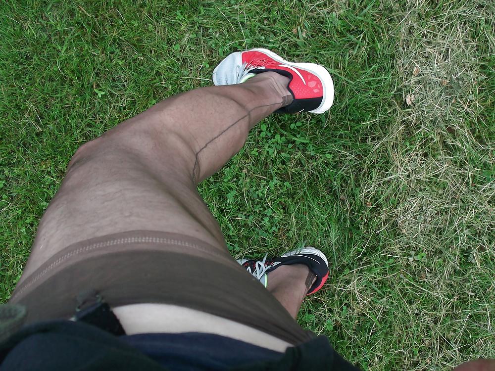 11P Stockings and garter belt under my 5K  running gear