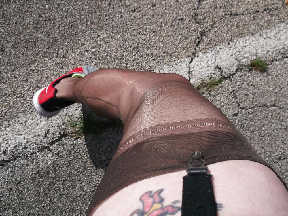 11P Stockings and garter belt under my 5K  running gear