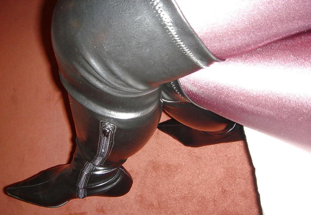 13P Nadine CD gray and black tigh high boots