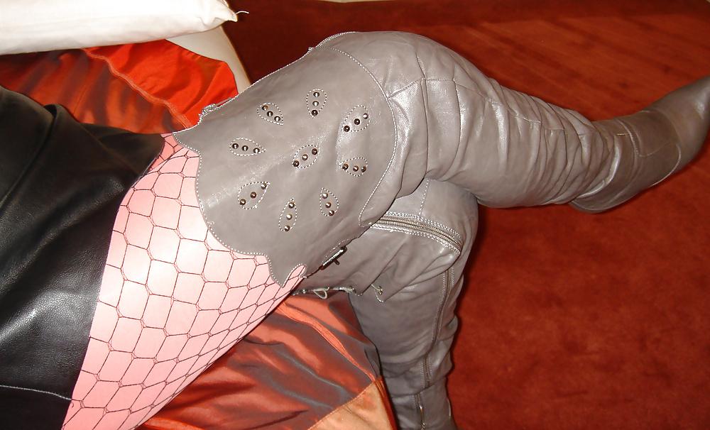 13P Nadine CD gray and black tigh high boots