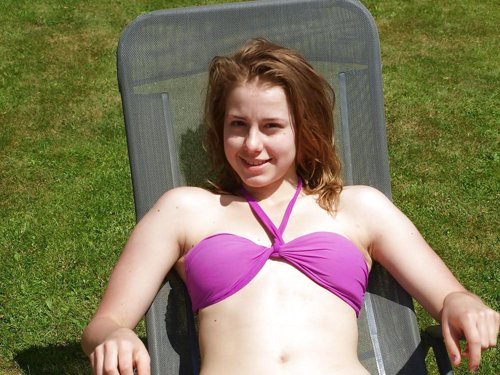 25P Bikini teens in the garden