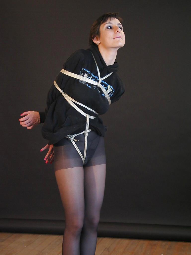 25P Babes in pantyhose all tied picture album 2..