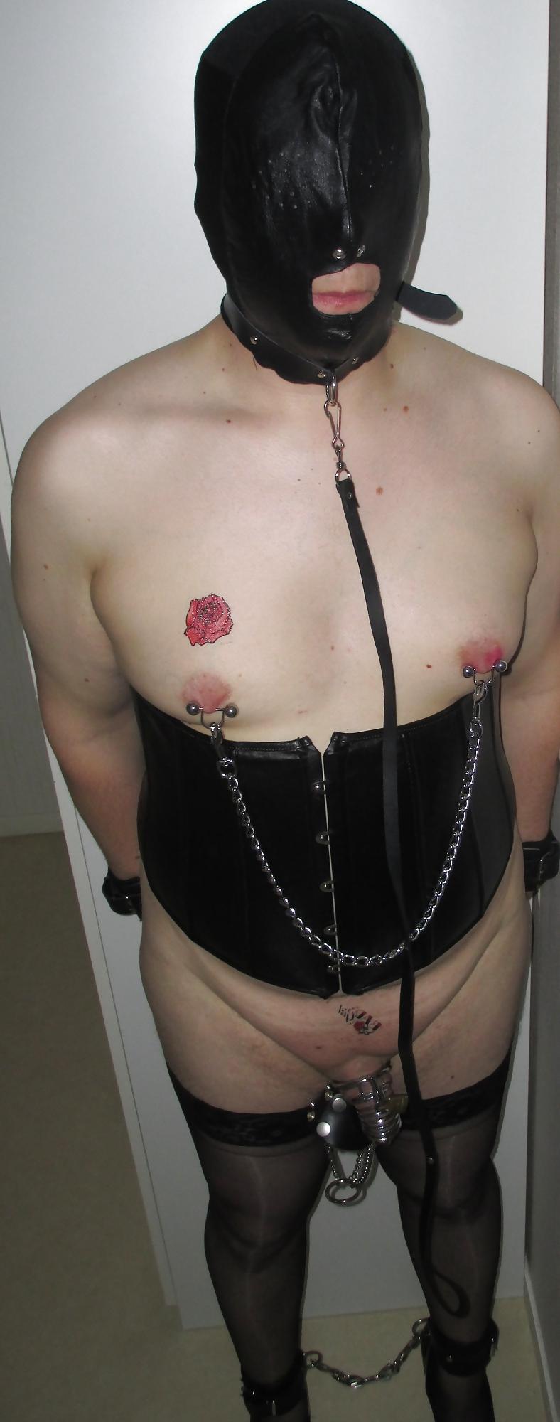 9P Sissy maid in chastity with CBT and rosebud