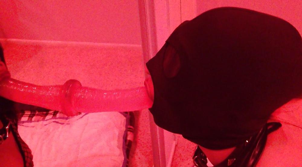 13P Indian wife practices sucking on a dildo