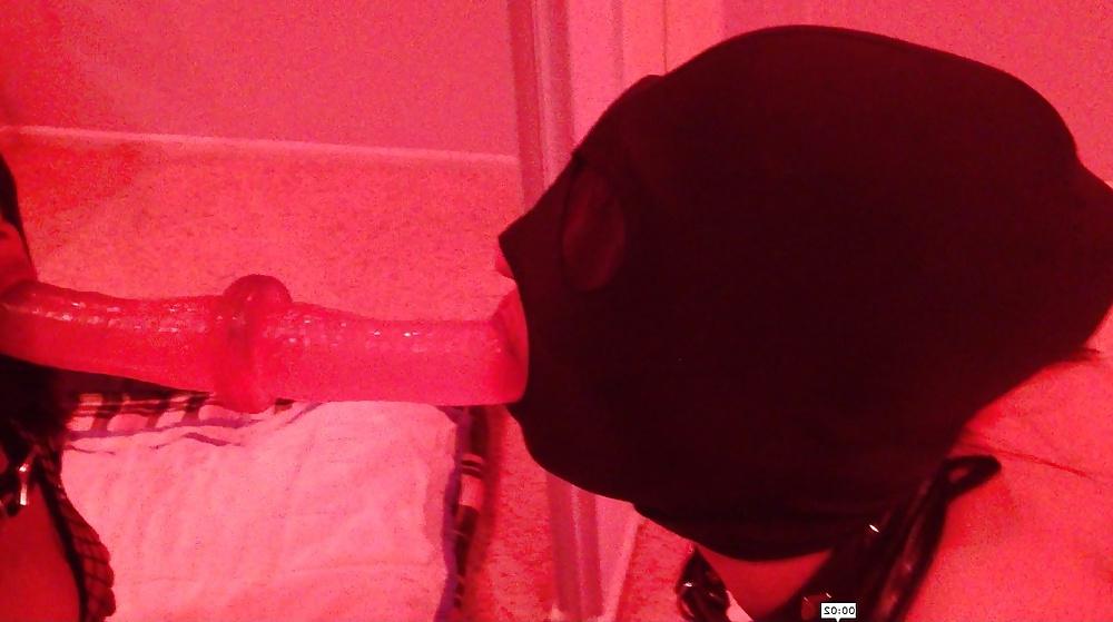 13P Indian wife practices sucking on a dildo