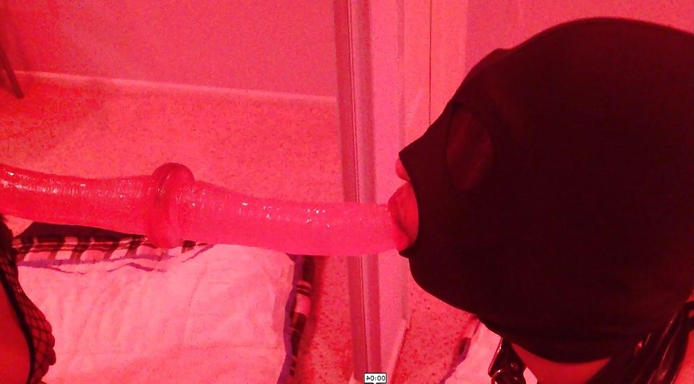 13P Indian wife practices sucking on a dildo