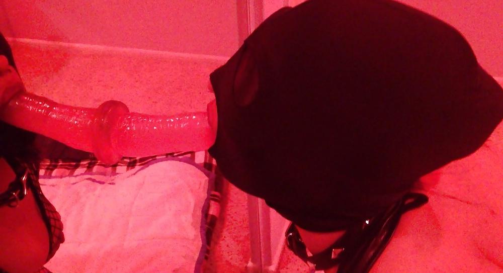 13P Indian wife practices sucking on a dildo