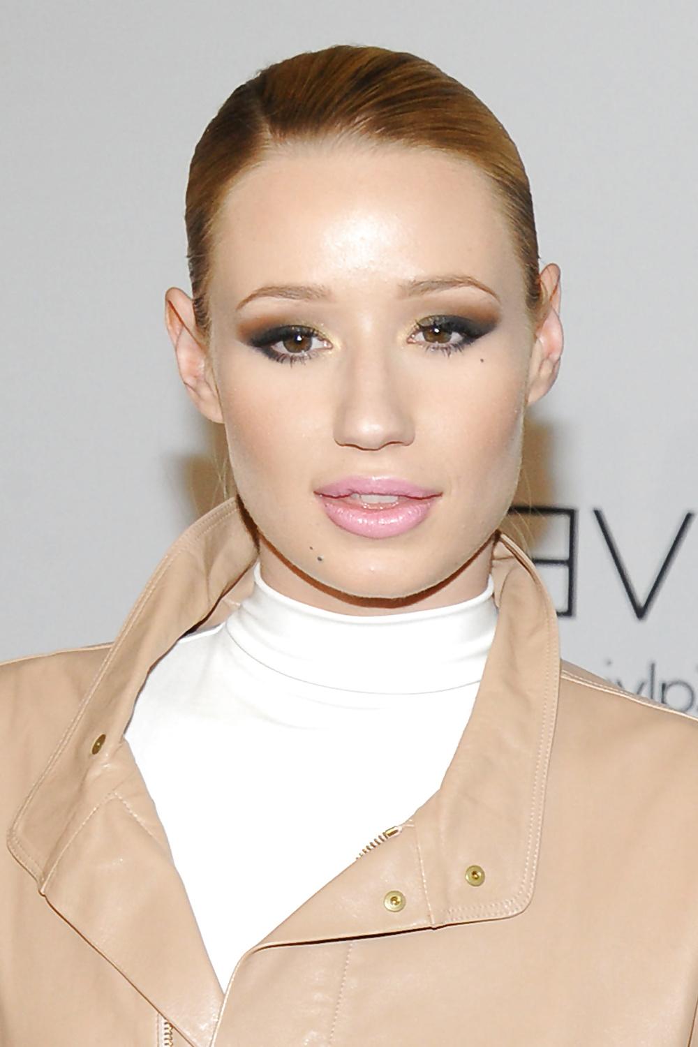 5P Iggy Azalea nude trench coat and black leather high boots