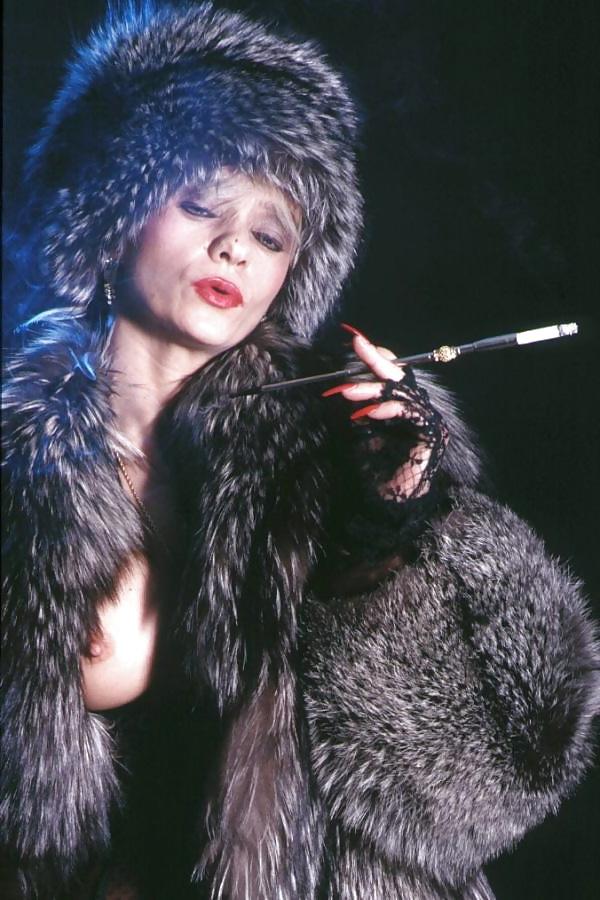 22P Smoking Fetish in Furs and high heel boots 