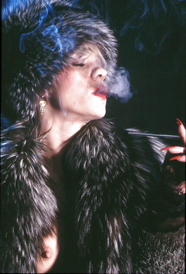 22P Smoking Fetish in Furs and high heel boots 