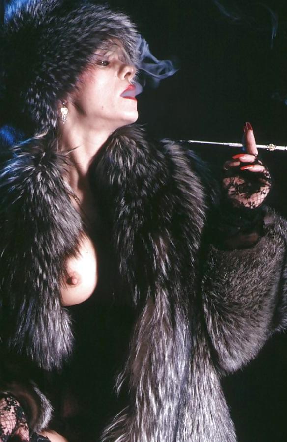 22P Smoking Fetish in Furs and high heel boots 
