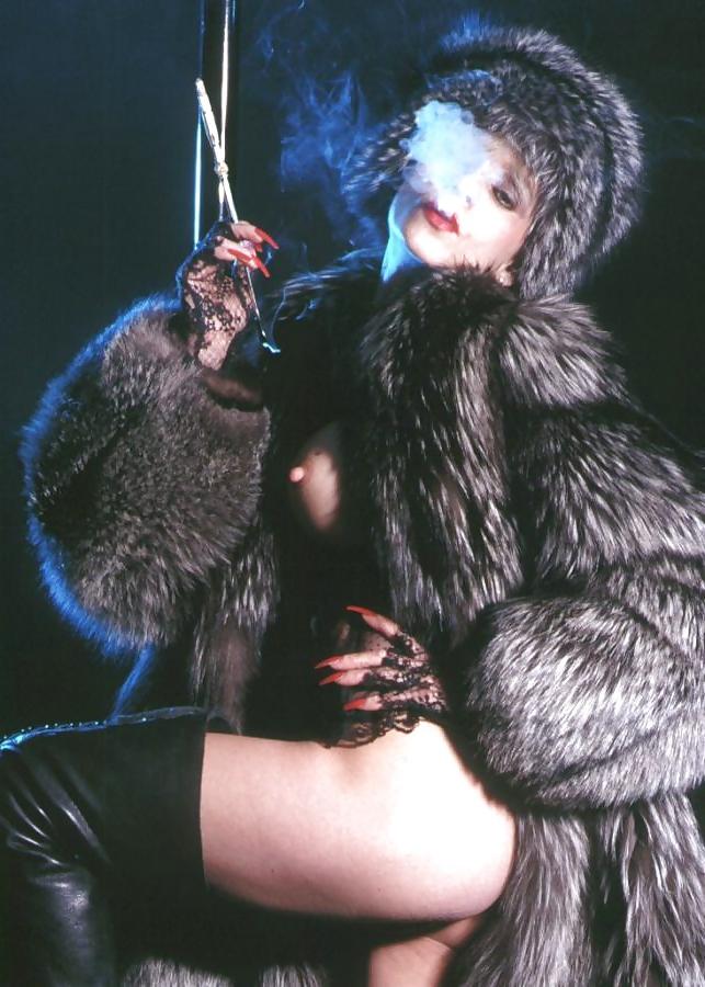 22P Smoking Fetish in Furs and high heel boots 