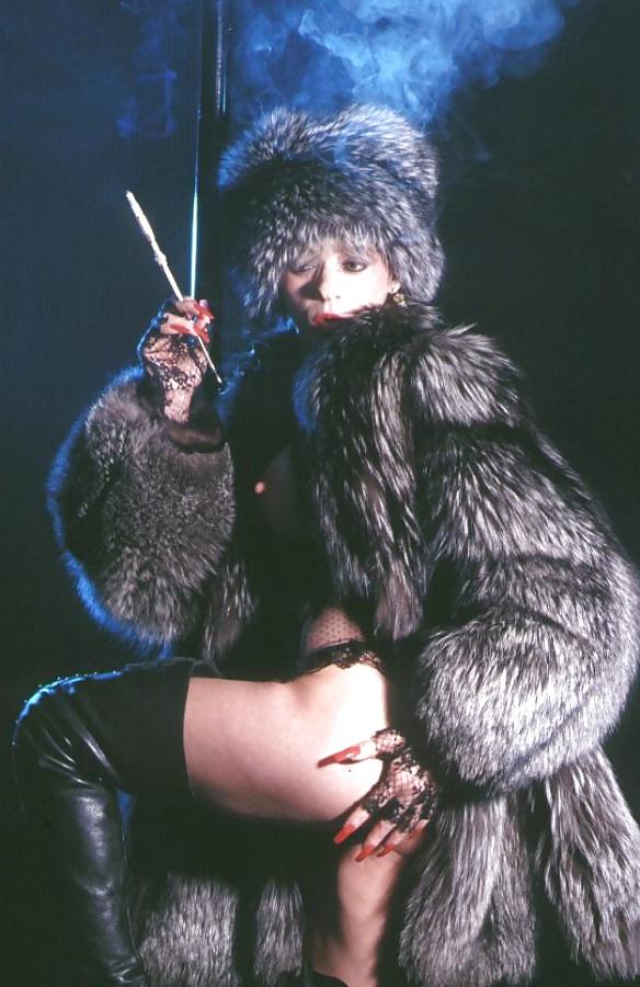 22P Smoking Fetish in Furs and high heel boots 