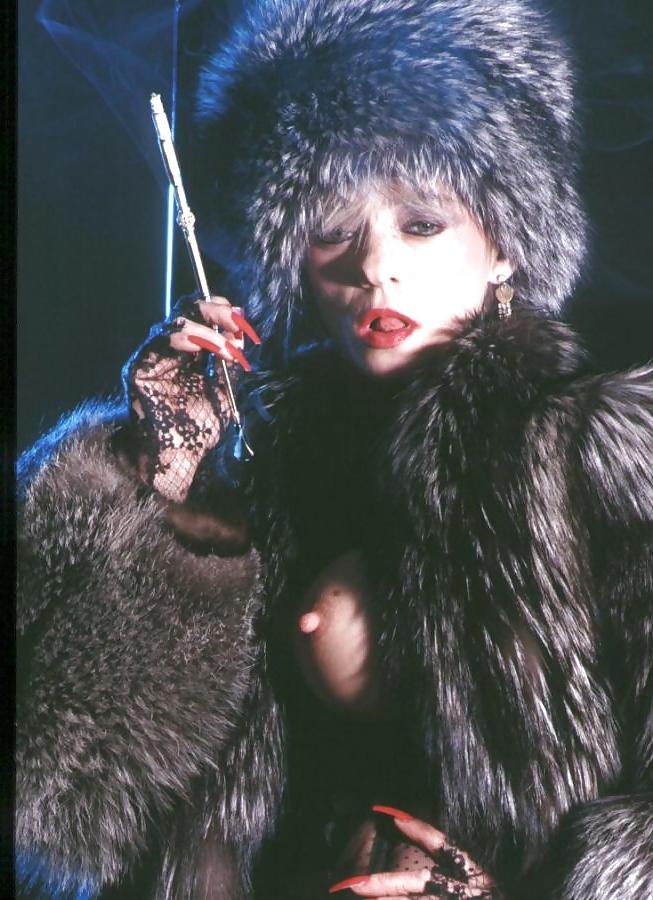 22P Smoking Fetish in Furs and high heel boots 