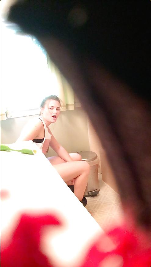 14P Best of spied on tiny tits and shaved cunt college hottie