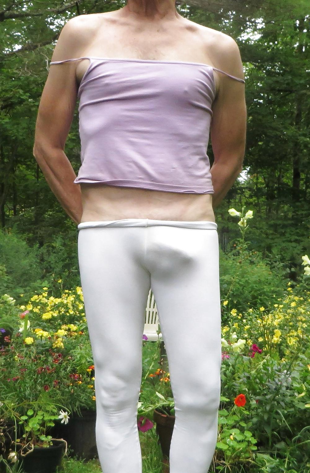 6P CD slut in tight, white spandex.
