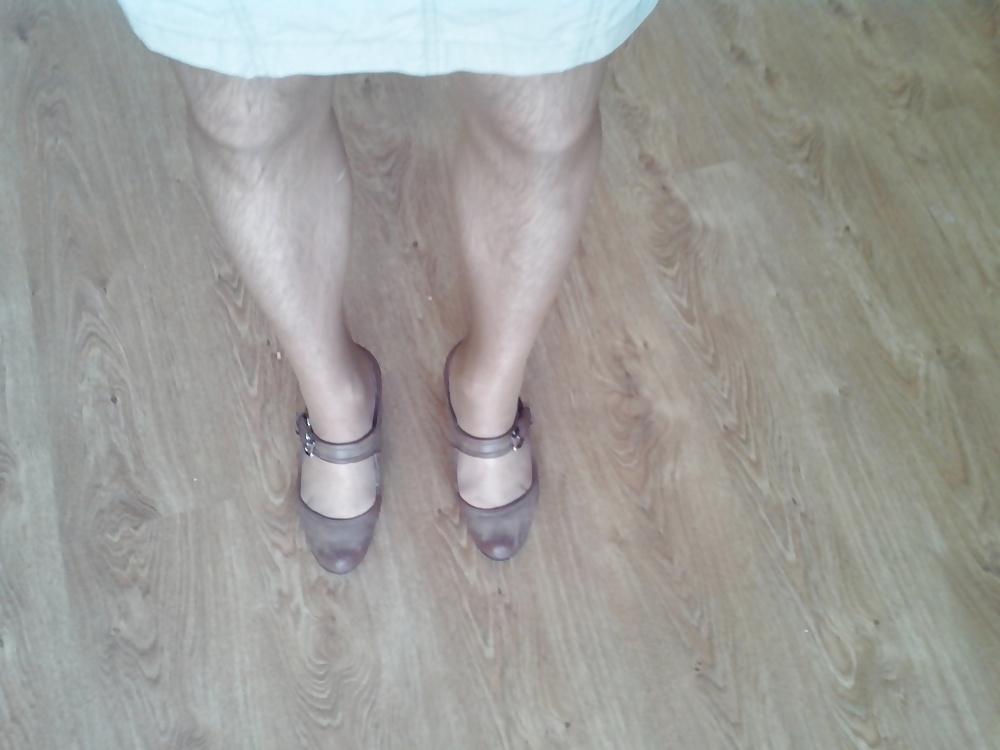 18P Crossdresser in pantyhose skirt and boots my women