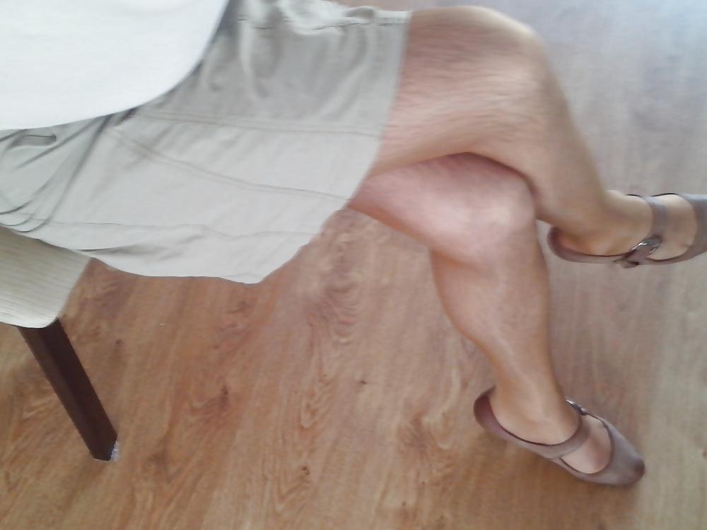 18P Crossdresser in pantyhose skirt and boots my women