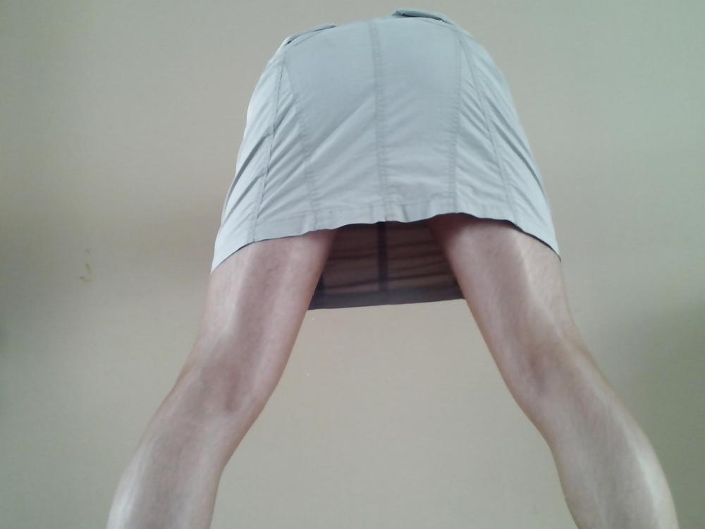 18P Crossdresser in pantyhose skirt and boots my women