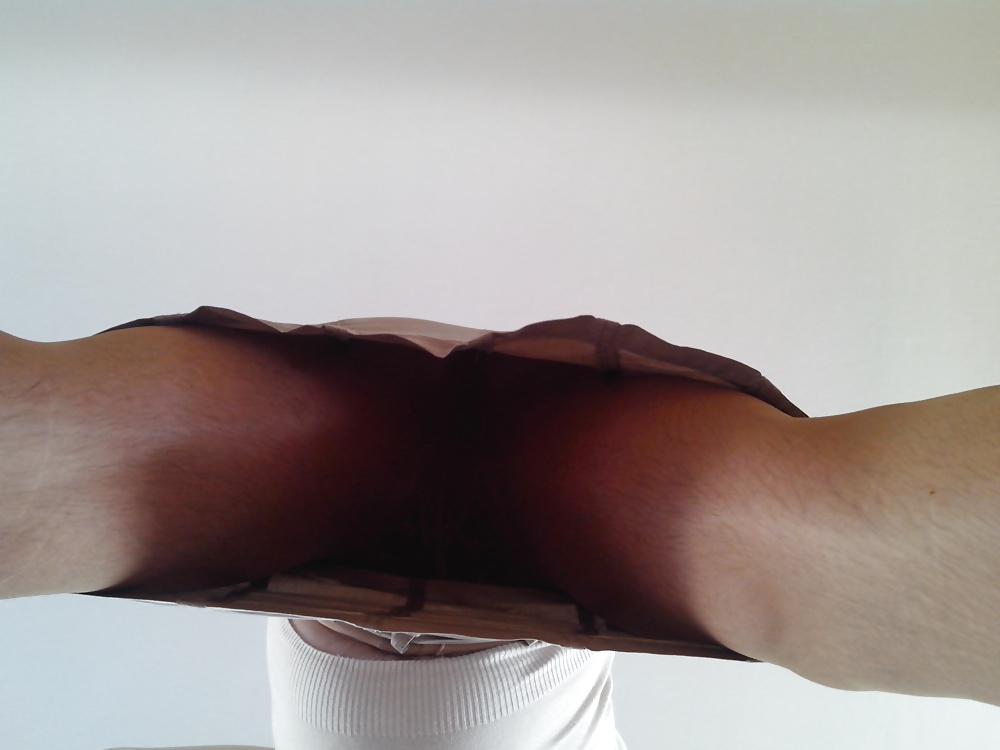 18P Crossdresser in pantyhose skirt and boots my women