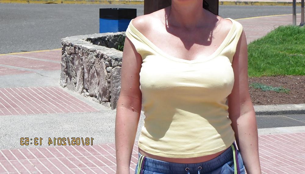 7P My big tits and hard nipples and pussy in public