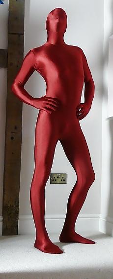 7P Red Lycra Zentai catsuit 