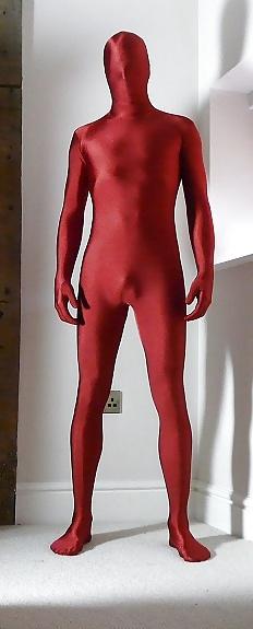 7P Red Lycra Zentai catsuit 