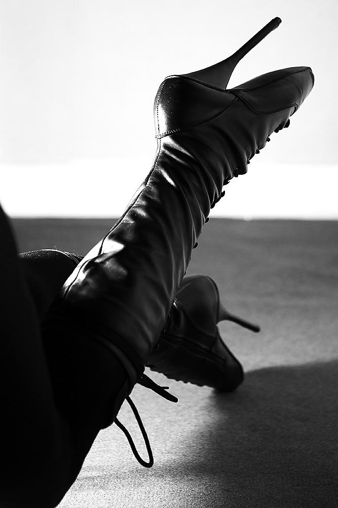 16P Ballet boots and black stockings
