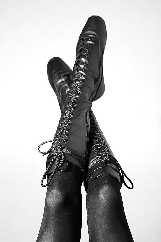 16P Ballet boots and black stockings