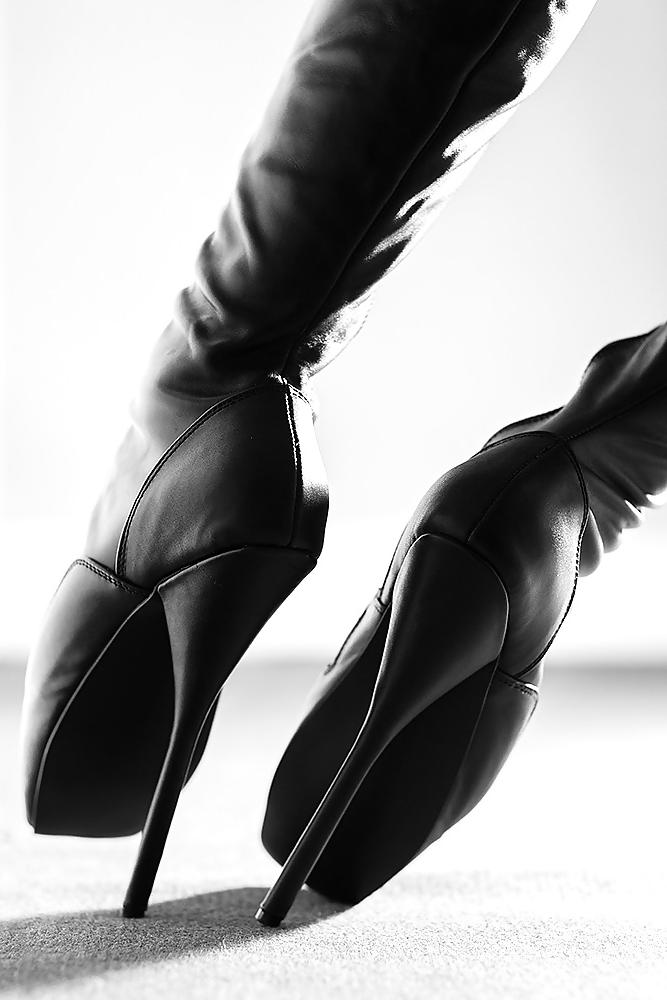 16P Ballet boots and black stockings