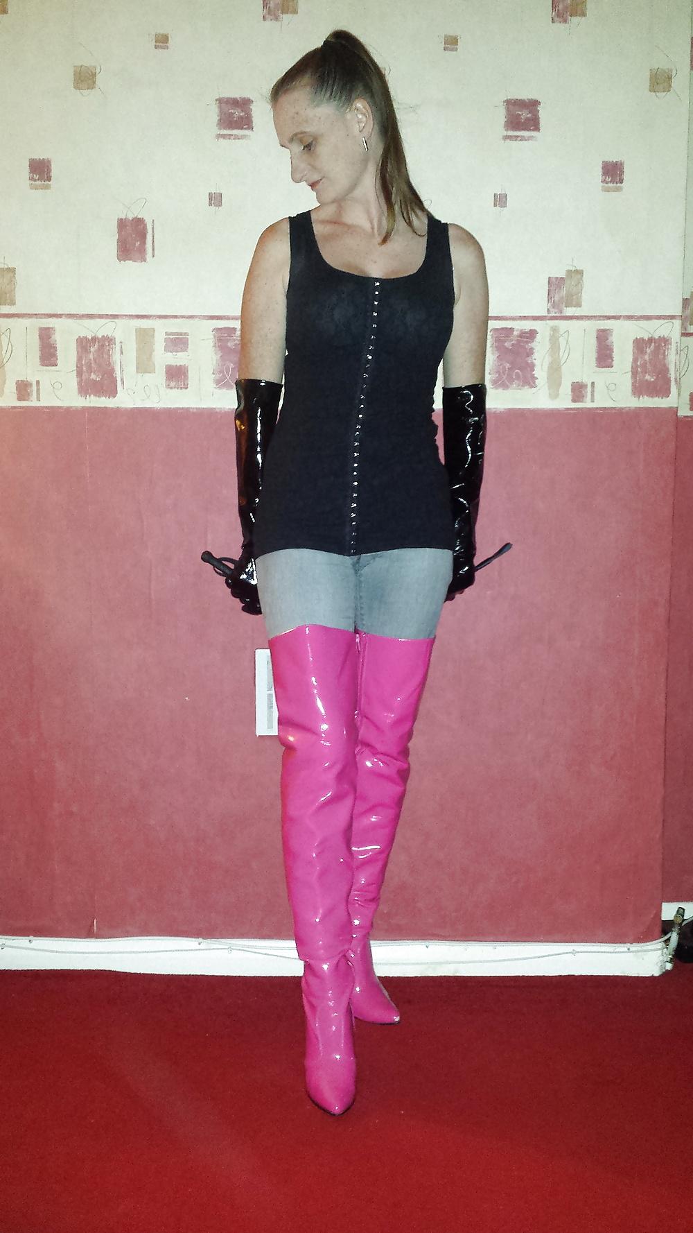 4P Mistress in pink thigh high boots
