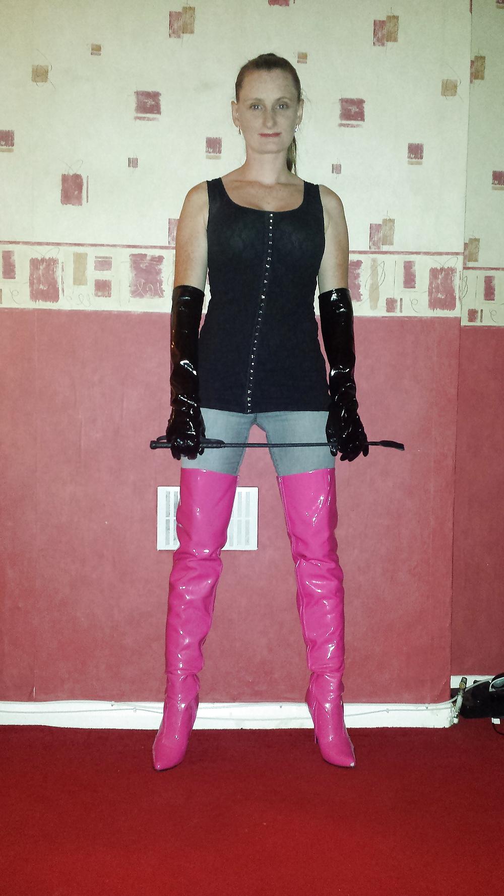 4P Mistress in pink thigh high boots