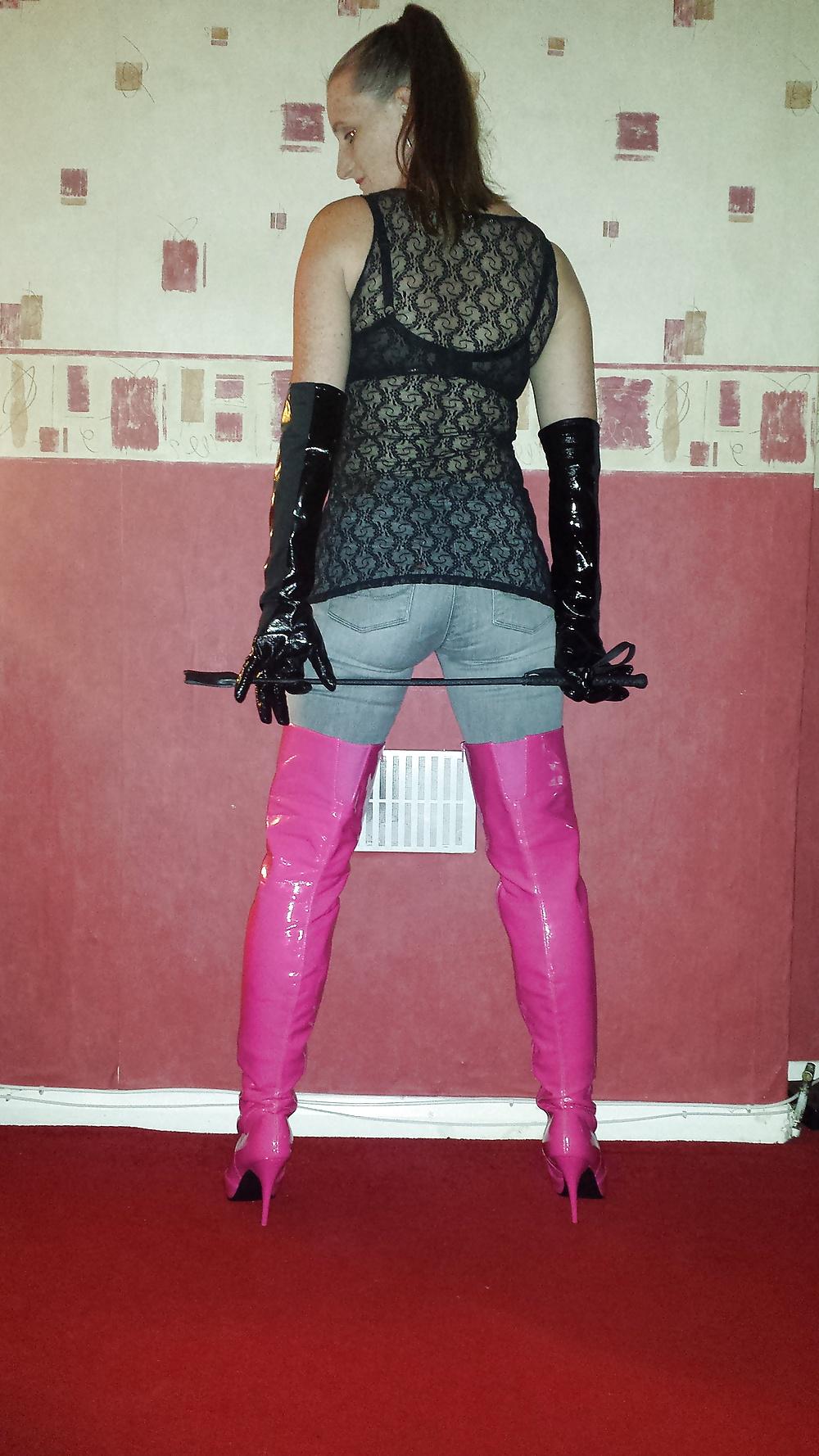 4P Mistress in pink thigh high boots