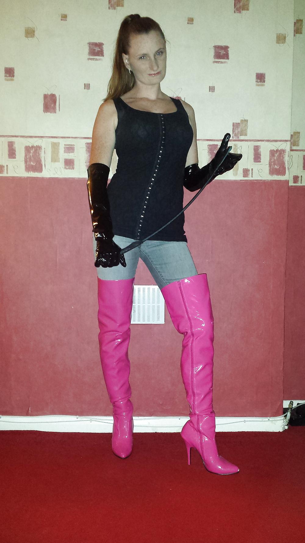 4P Mistress in pink thigh high boots