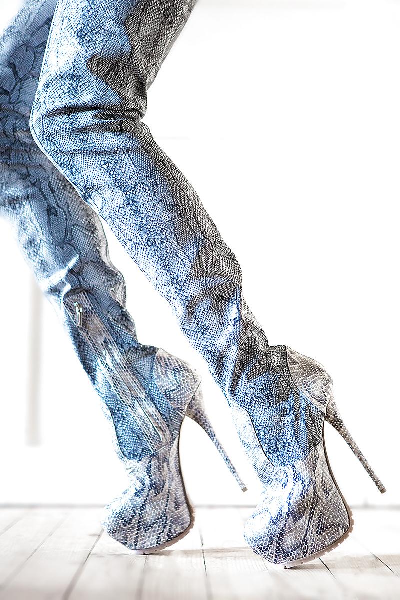 12P Fetish high heels python boots