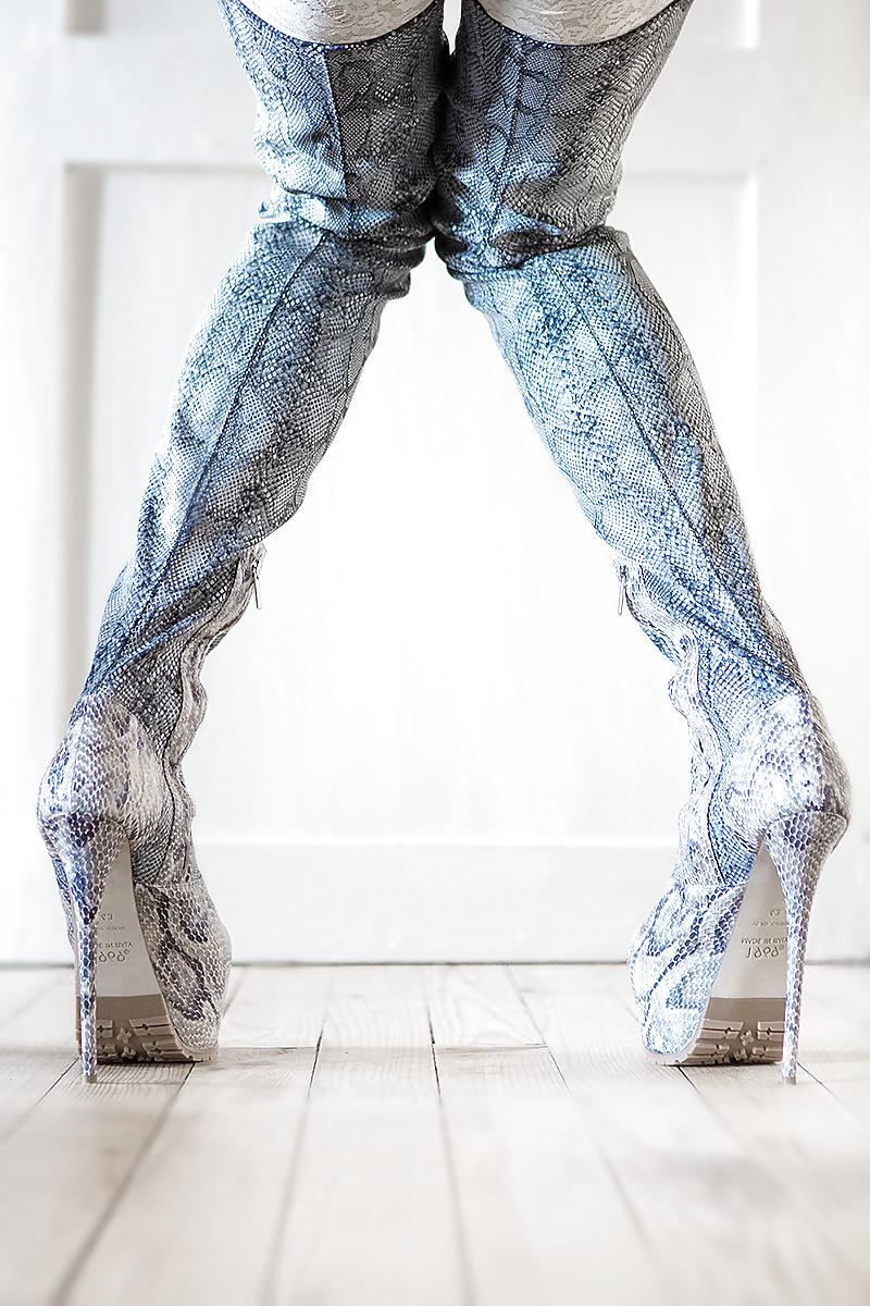12P Fetish high heels python boots