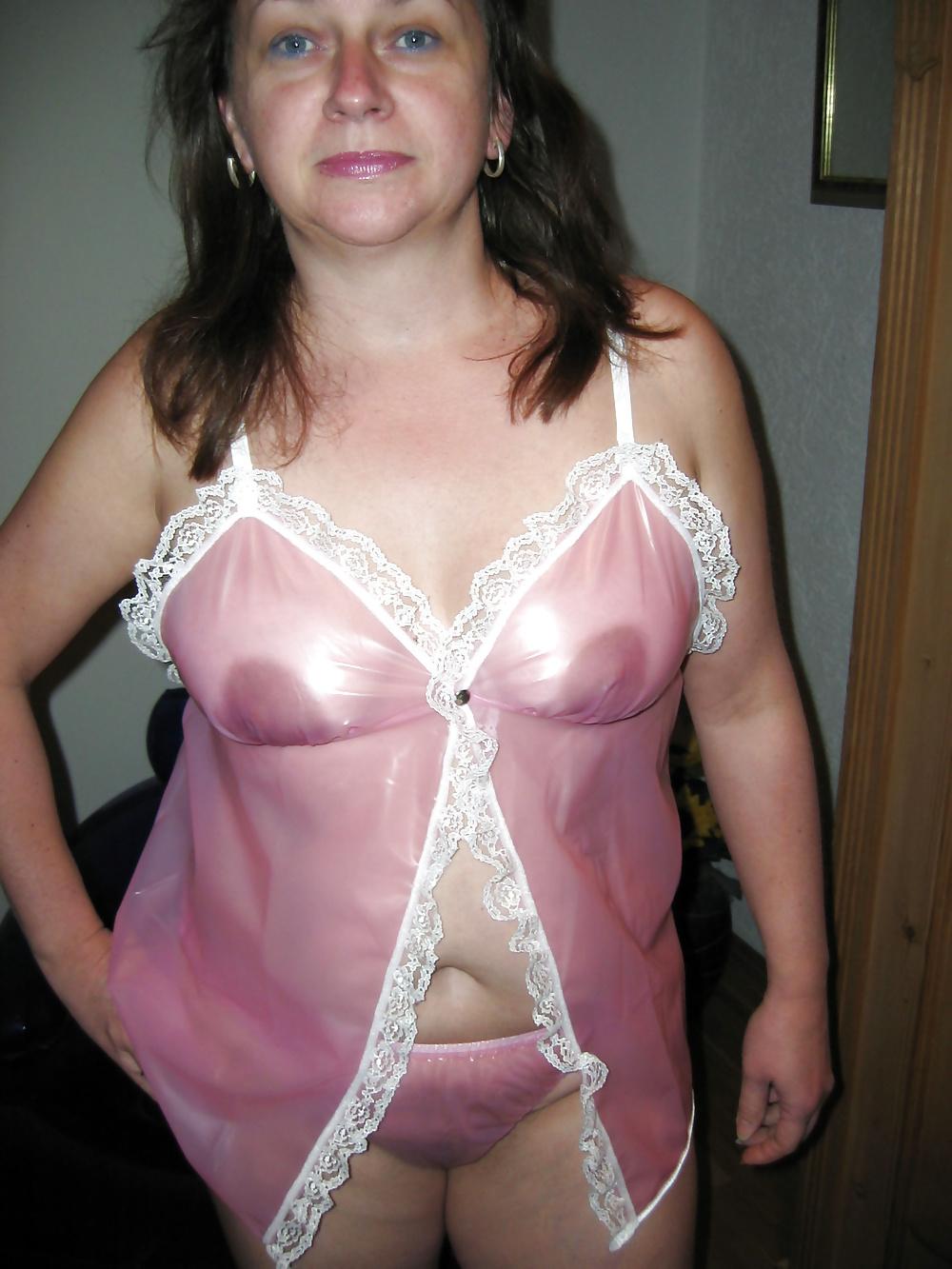 23P Hairy MILF wearing PVC Babydoll & Panties
