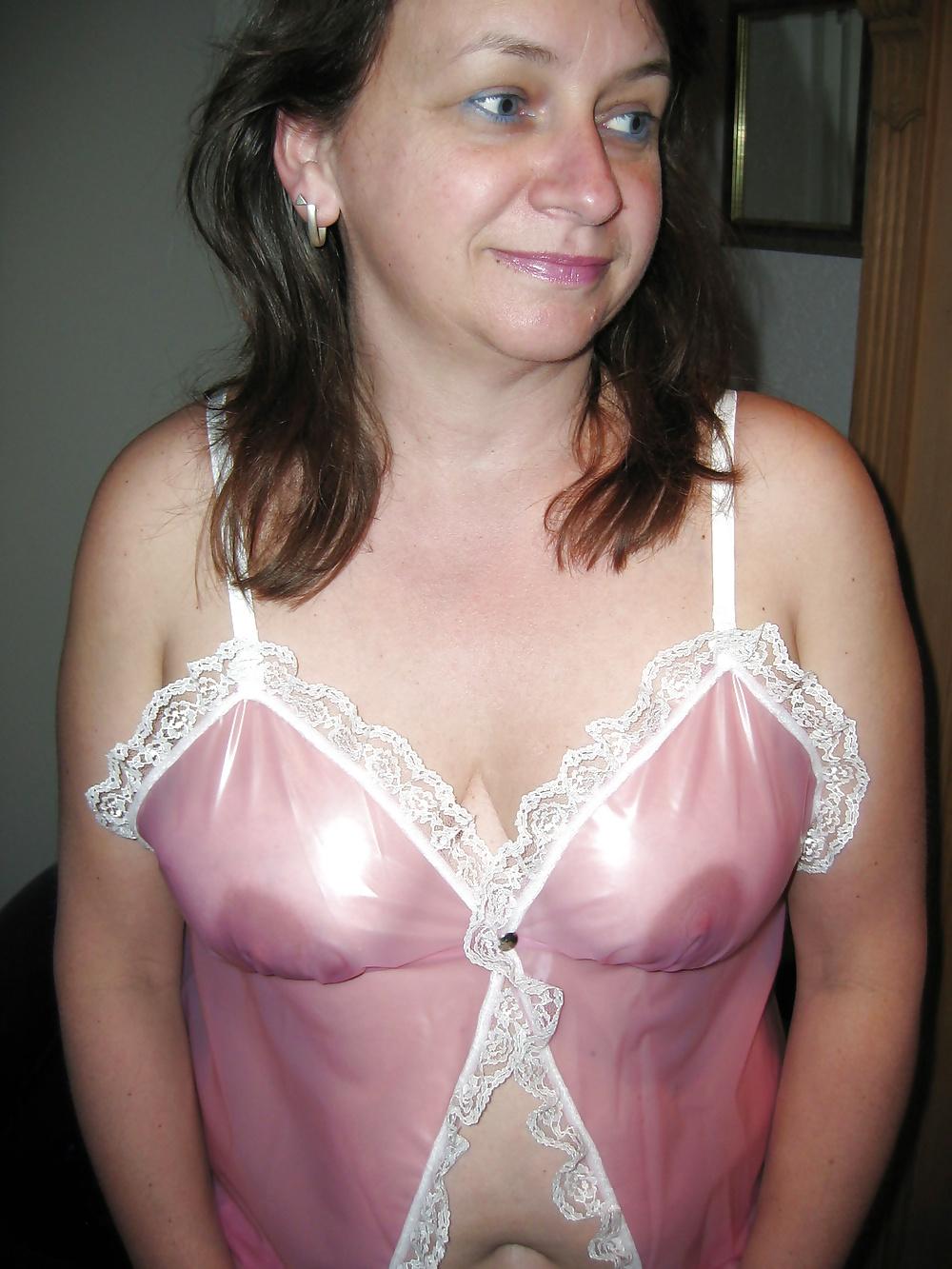 23P Hairy MILF wearing PVC Babydoll & Panties
