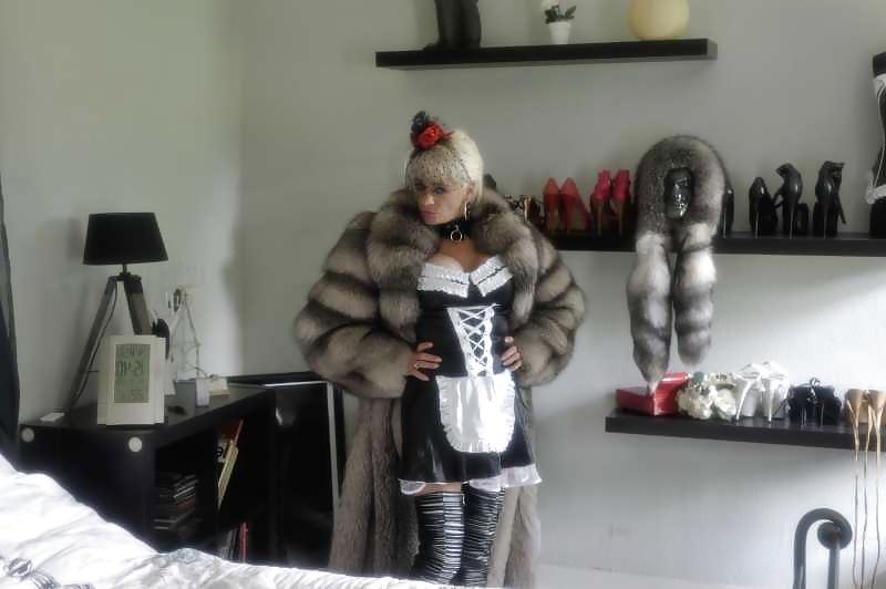 13P French Maid in heels boots and fur