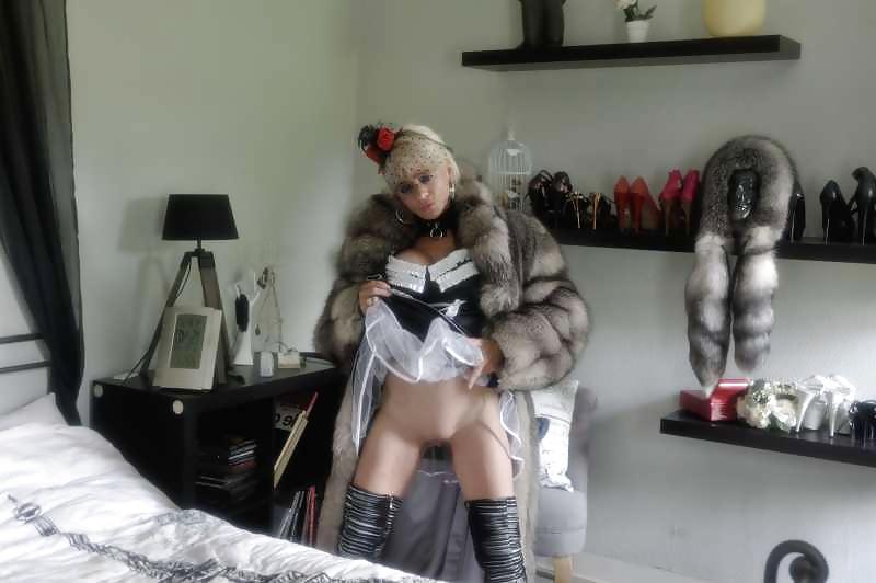 13P French Maid in heels boots and fur