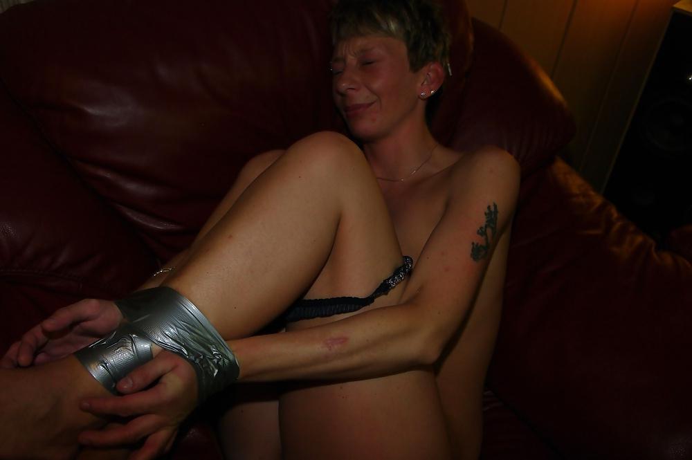 25P Duct-tape bondage german milf slave