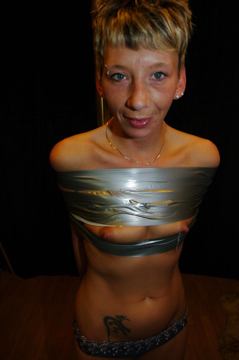 25P Duct-tape bondage german milf slave