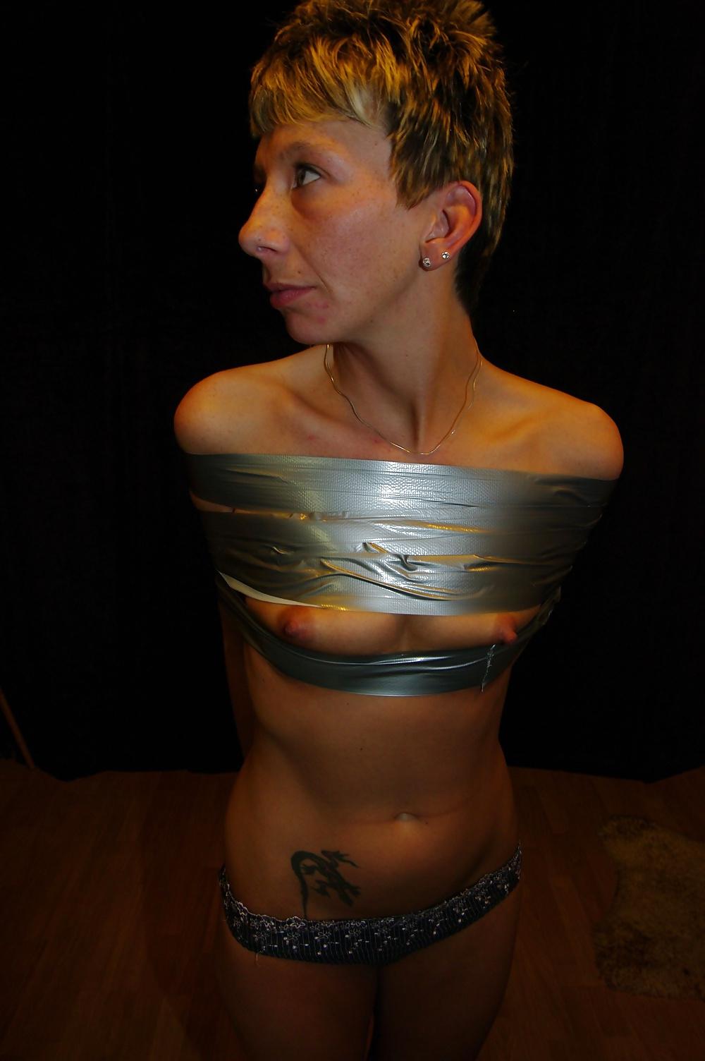 25P Duct-tape bondage german milf slave