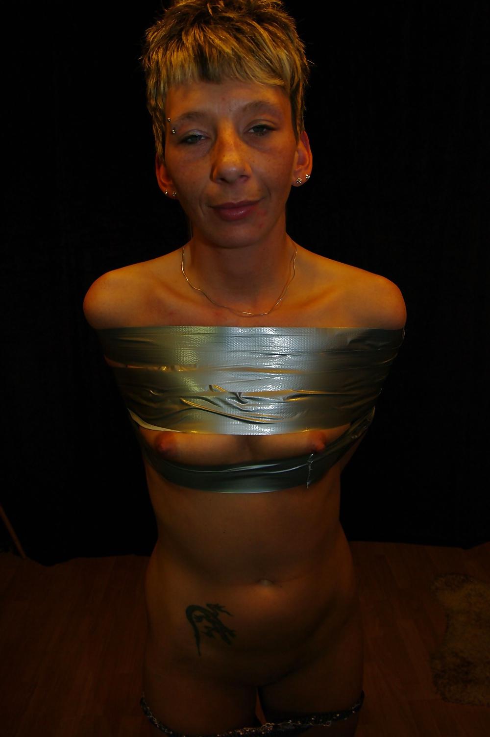 25P Duct-tape bondage german milf slave