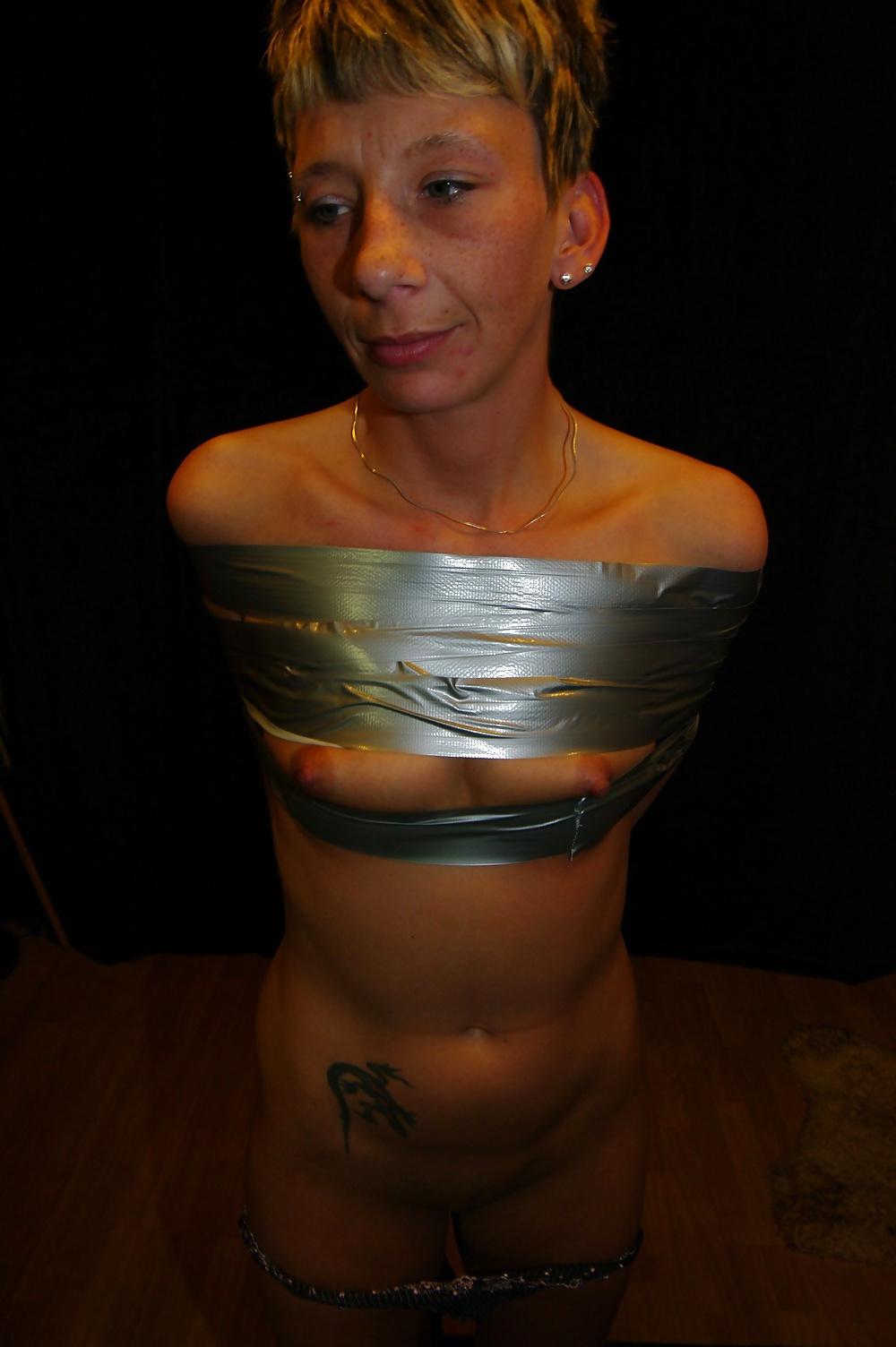 25P Duct-tape bondage german milf slave