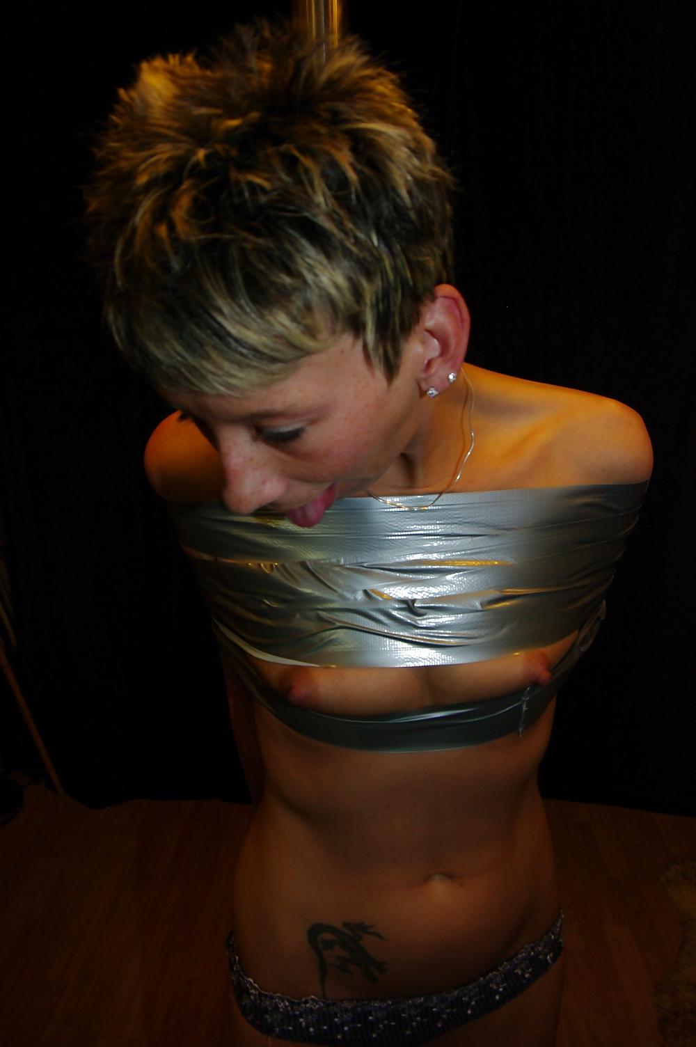 25P Duct-tape bondage german milf slave