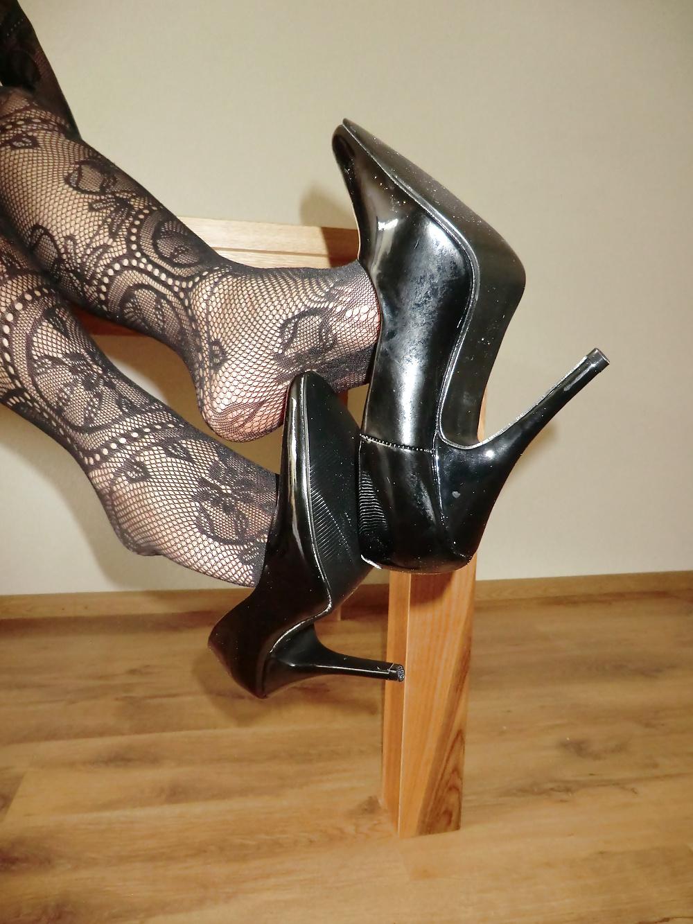 25P Alysha in Fishnet Catsuit & High Heels